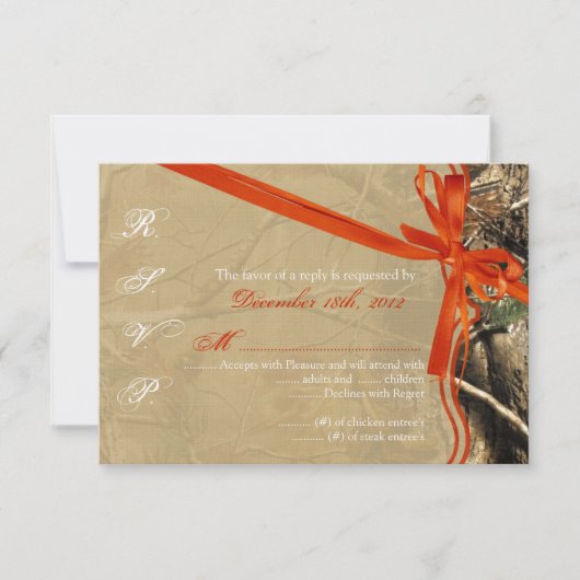 3x5 R.S.V.P. Antwoordkaart voor jagers Camoflouge RSVP Kaartje (Voorkant)