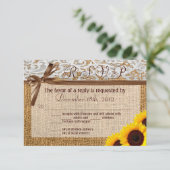3x5 R.S.V.P. Antwoordkaart Zonnebloem Lace Burlap RSVP Kaartje (Staand voorkant)