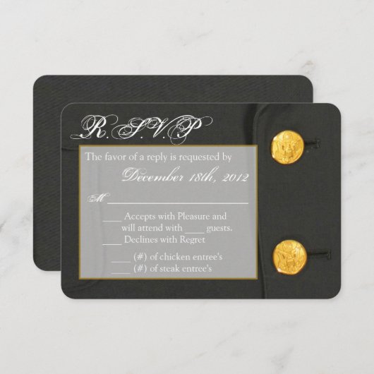 3x5 R.S.V.P. Beantwoorden Kaart ARMY JURK GROEN UN (Voorkant / Achterkant)