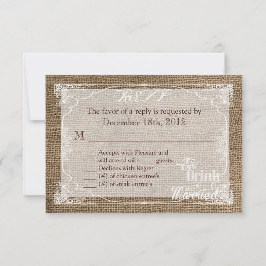 3x5 R.S.V.P. Beantwoorden Kaart Eet Drink Wees get (Voorkant)