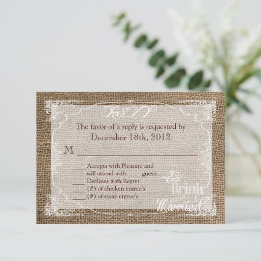 3x5 R.S.V.P. Beantwoorden Kaart Eet Drink Wees get (Staand voorkant)