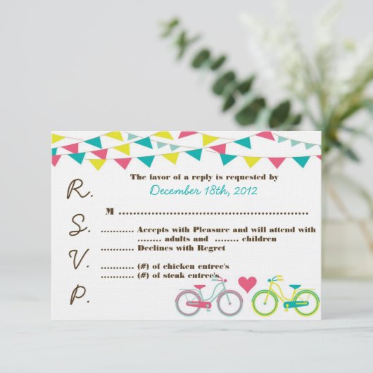 3x5 R.S.V.P. Beantwoorden Kaart Liefhebbers Fietsc (Staand voorkant)