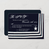 3x5 R.S.V.P. Beantwoorden Kaart Navy Summer Dress  (Voorkant / Achterkant)