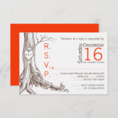 3x5 R.S.V.P. Herfst van antwoordkaart - Initiaal m RSVP Kaartje (Voorkant / Achterkant)