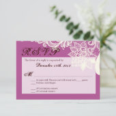 3x5 R.S.V.P.-kaart Victoriaans Lace Orcchid RSVP Kaartje (Staand voorkant)