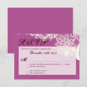 3x5 R.S.V.P.-kaart Victoriaans Lace Orcchid RSVP Kaartje (Voorkant / Achterkant)