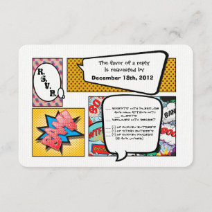 3x5 R.S.V.P. Reagkaart Comic Strip Book Pop Art RSVP Kaartje