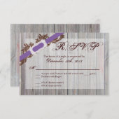 3x5 R.S.V.P. Reply Card Barn Wood Diamond Ribbon RSVP Kaartje (Voorkant / Achterkant)