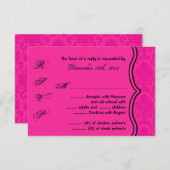 3x5 R.S.V.P. Reply Card Black White Damask Lace RSVP Kaartje (Voorkant / Achterkant)