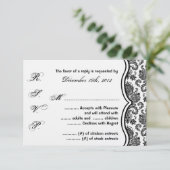 3x5 R.S.V.P. Reply Card Black White Damask Lace RSVP Kaartje (Staand voorkant)
