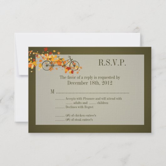 3x5 R.S.V.P. Reply Card Brown Double Bike RSVP Kaartje (Voorkant)