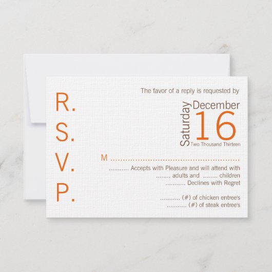 3x5 R.S.V.P. Reply Card Brown Oranje Chevron RSVP Kaartje (Voorkant)