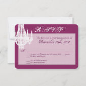 3x5 R.S.V.P. Reply Card Crystal Chandelier Glitz RSVP Kaartje (Voorkant)