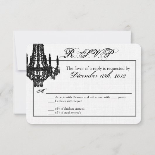 3x5 R.S.V.P. Reply Card Crystal Chandelier Glitz RSVP Kaartje (Voorkant)
