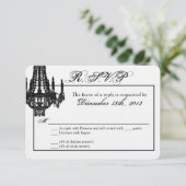 3x5 R.S.V.P. Reply Card Crystal Chandelier Glitz RSVP Kaartje (Staand voorkant)