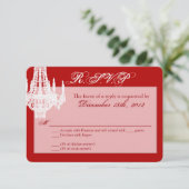 3x5 R.S.V.P. Reply Card Crystal Chandelier Glitz RSVP Kaartje (Staand voorkant)