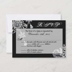 3x5 R.S.V.P. Reply Card Diamond Jewelry Ketting RSVP Kaartje
