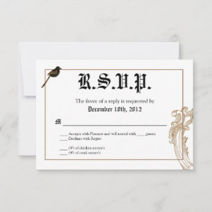 3x5 R.S.V.P. Reply Card Formele Tortelduifjes Pige RSVP Kaartje