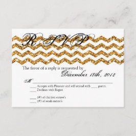 3x5 R.S.V.P. Reply Card Gold Glitter Chevron Strip RSVP Kaartje