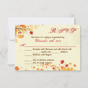 3x5 R.S.V.P. Reply Card Herfst Breeze Autumn Leave RSVP Kaartje