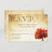 3x5 R.S.V.P. Reply Card Herfst Tree Aged Paper Vin RSVP Kaartje (Voorkant / Achterkant)