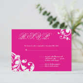 3x5 R.S.V.P. Reply Card Hot Pink Floral Foliage RSVP Kaartje (Staand voorkant)