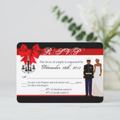 3x5 R.S.V.P. Reply Card Marine African Ame Uniform RSVP Kaartje (Staand voorkant)