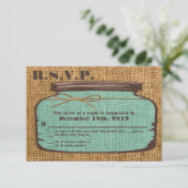 3x5 R.S.V.P. Reply Card Mason Jar Burlap Country RSVP Kaartje (Staand voorkant)
