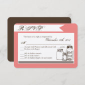 3x5 R.S.V.P. Reply Card Mason Jar Country Rustic RSVP Kaartje (Voorkant / Achterkant)