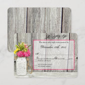 3x5 R.S.V.P. Reply Card Mason Jar met wilde bloeme RSVP Kaartje (Voorkant / Achterkant)