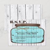 3x5 R.S.V.P. Reply Card Mason Jar Wood Country RSVP Kaartje (Voorkant / Achterkant)