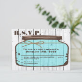3x5 R.S.V.P. Reply Card Mason Jar Wood Country RSVP Kaartje (Staand voorkant)