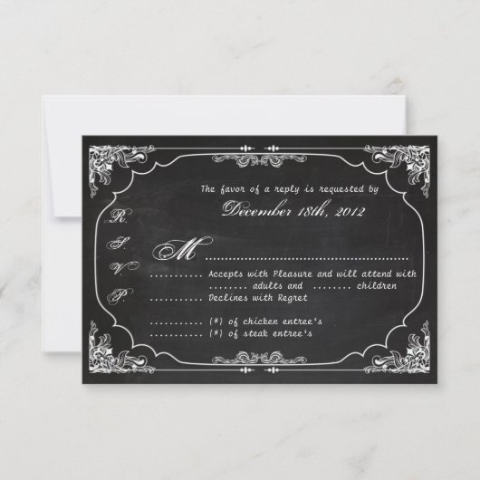3x5 R.S.V.P. Reply Card Modern Chalkboard RSVP Kaartje (Voorkant)