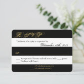 3x5 R.S.V.P. Reply Card Modern Stripe Black White RSVP Kaartje (Staand voorkant)