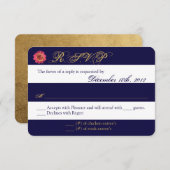 3x5 R.S.V.P. Reply Card Modern Stripe Navy White RSVP Kaartje (Voorkant / Achterkant)