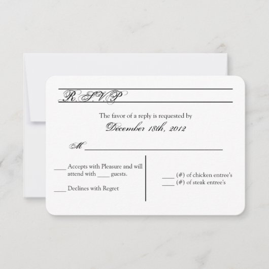 3x5 R.S.V.P. Reply Card Modern Typography Newsprin RSVP Kaartje (Voorkant)