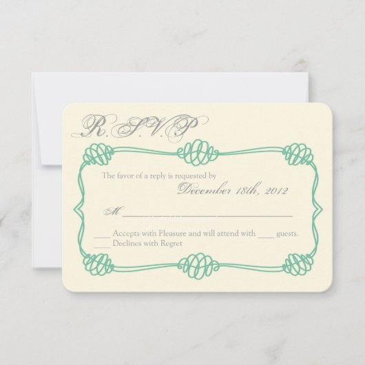 3x5 R.S.V.P. Reply Card Nautical Knot Anchor Tiff RSVP Kaartje (Voorkant)