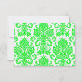 3x5 R.S.V.P. Reply Card Neon Green Pin Damask Lace RSVP Kaartje (Achterkant)