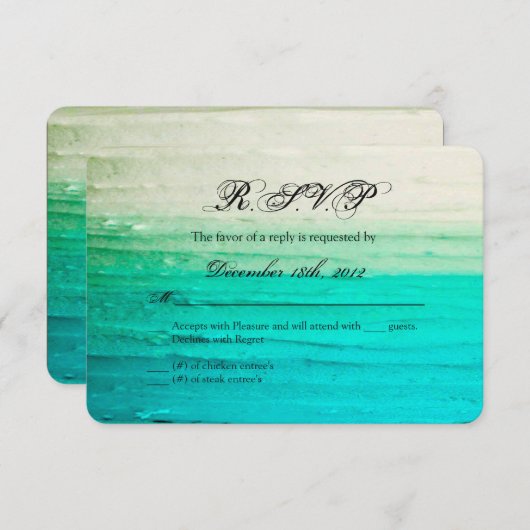 3x5 R.S.V.P. Reply Card Ombre Blue Frosting RSVP Kaartje (Voorkant / Achterkant)