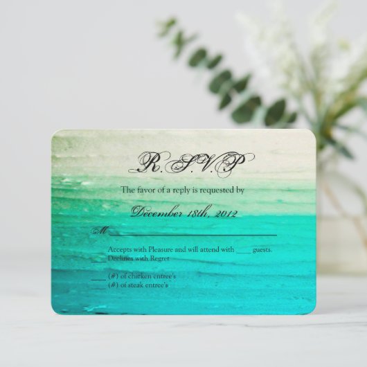 3x5 R.S.V.P. Reply Card Ombre Blue Frosting RSVP Kaartje (Staand voorkant)