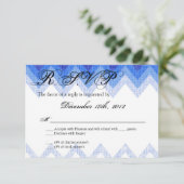 3x5 R.S.V.P. Reply Card Ombre Chevron Blue RSVP Kaartje (Staand voorkant)