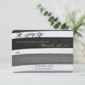 3x5 R.S.V.P. Reply Card Ombre Stripe Black Line RSVP Kaartje (Staand voorkant)