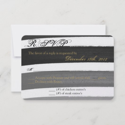 3x5 R.S.V.P. Reply Card Ombre Stripe Black Line RSVP Kaartje (Voorkant)