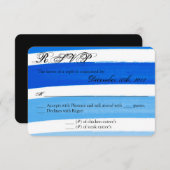 3x5 R.S.V.P. Reply Card Ombre Stripe Blue Line Fad RSVP Kaartje (Voorkant / Achterkant)