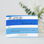 3x5 R.S.V.P. Reply Card Ombre Stripe Blue Line Fad RSVP Kaartje (Staand voorkant)