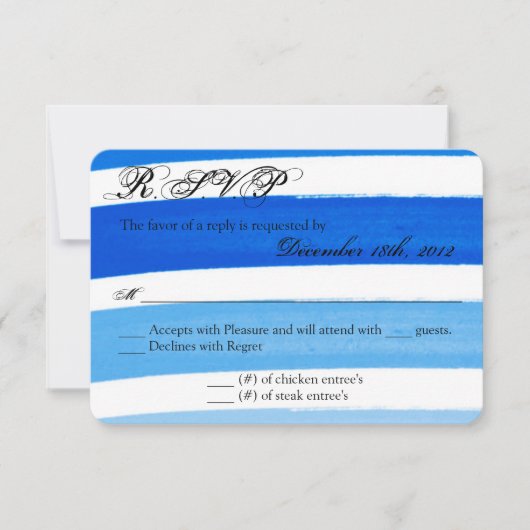 3x5 R.S.V.P. Reply Card Ombre Stripe Blue Line Fad RSVP Kaartje (Voorkant)