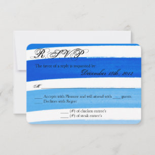 3x5 R.S.V.P. Reply Card Ombre Stripe Blue Line Fad RSVP Kaartje