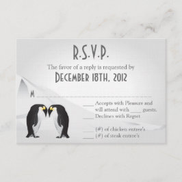 3x5 R.S.V.P. Reply Card Penguins Mate for Life RSVP Kaartje