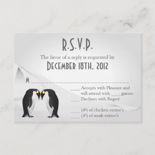 3x5 R.S.V.P. Reply Card Penguins Mate for Life RSVP Kaartje