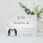 3x5 R.S.V.P. Reply Card Penguins Mate for Life RSVP Kaartje (Staand voorkant)